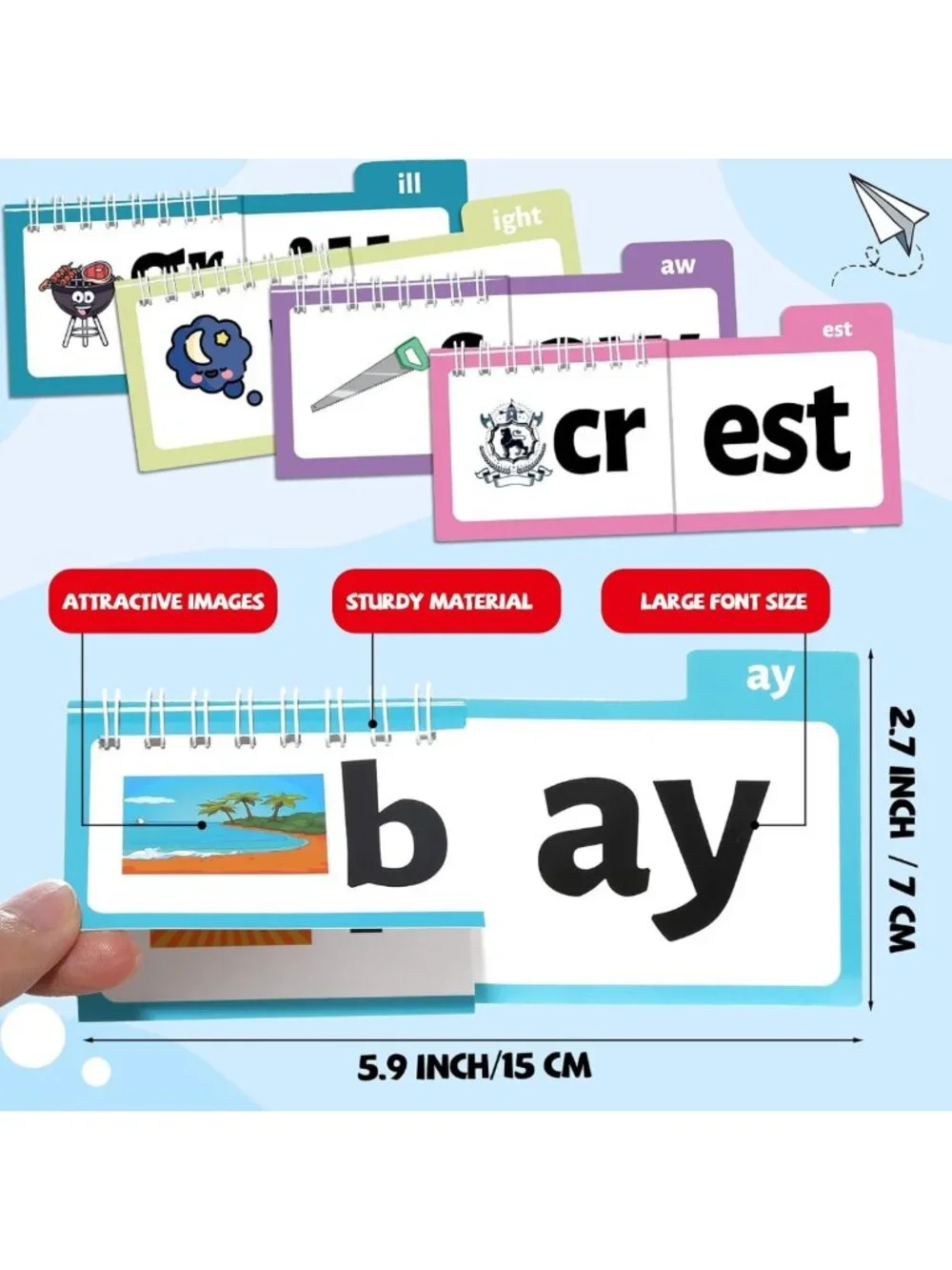 48-Word Family Build Book & Phonics Flashcards for Kids - Learn to Read & Rhyme!